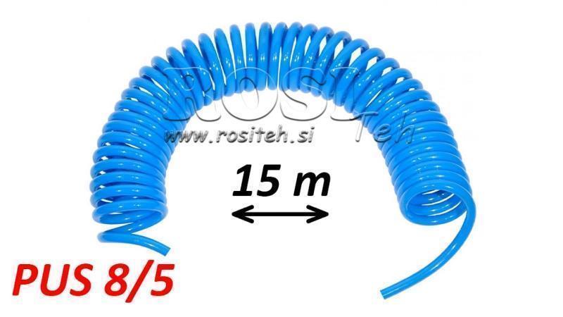 PUS 8/5 15m UNBEARBEITETER BLAUER LUFTSCHLAUCH SPIRAL
