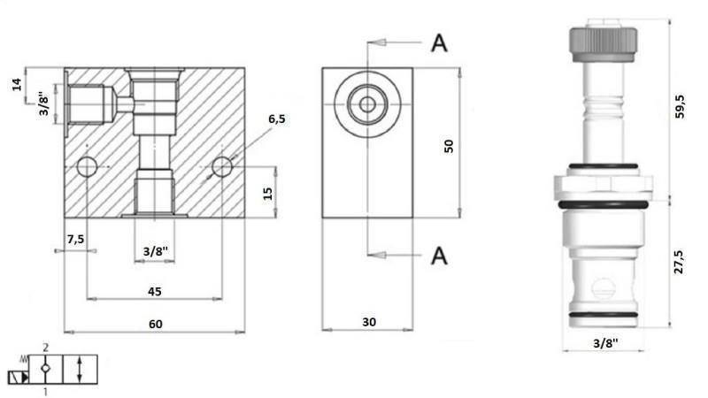 ΒΑΛΒΙΔΑ 2-ΔΡΟΜΩΝ 3/8 (NC) 12V - 40lit - σχήμα