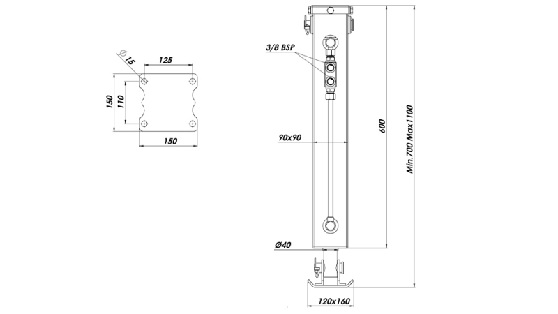 ΥΔΡΑΥΛΙΚΟ ΠΟΔΙ ΔΙΠΛΗΣ ΕΝΕΡΓΕΙΑΣ 2.5 ΤΟΝΩΝ 420MM (90X90X600)