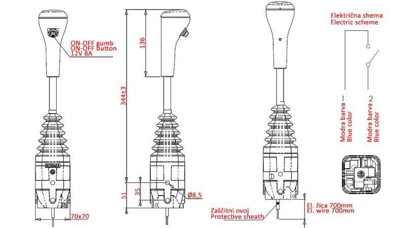 JOYSTICK INDEMAR ΓΙΑ ΓΑΝΤΖΟ ΦΟΡΤΩΣΗΣ - 1x ΚΟΥΜΠΙ