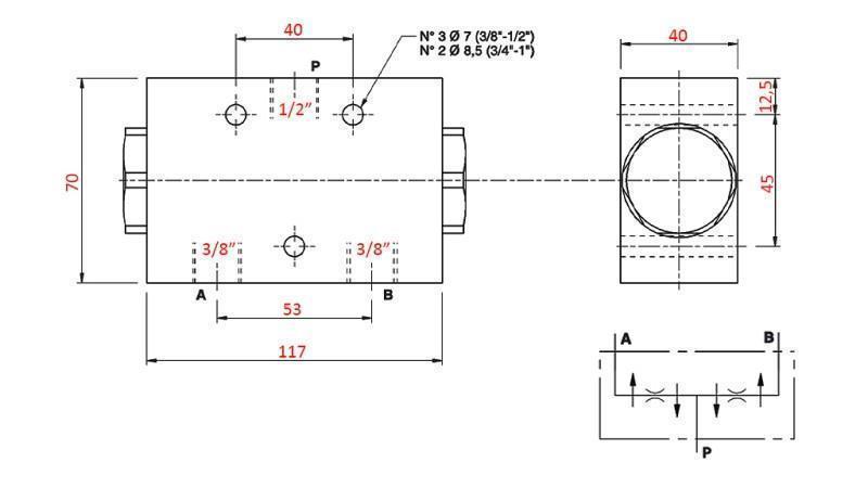 ΒΑΛΒΙΔΑ ΥΔΡΑΥΛΙΚΗΣ ΔΙΑΝΟΜΗΣ ΡΟΗΣ V1025 DFL 25-40 λίτρα - 3/8 - 250 bar (max.300 bar) ΜΕΤΑΛΛΙΚΗ