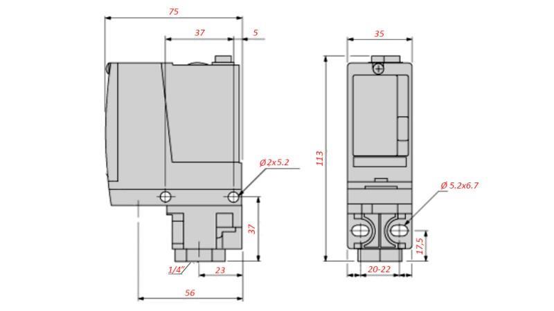 ENKELT JUSTERBAR TRYKSWITCH 20-300BAR XMLA300D2S11