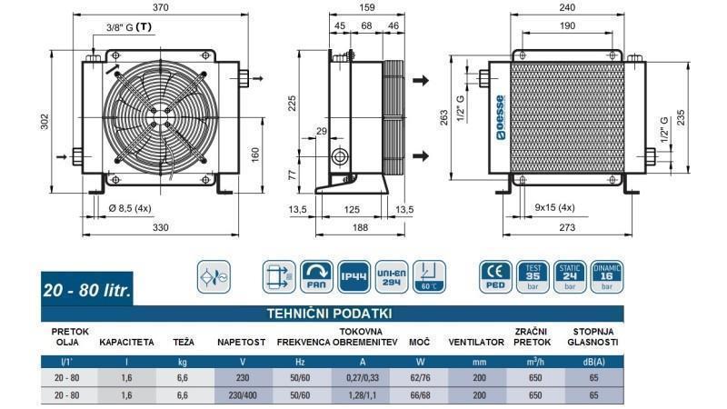 OLIEKØLER AC 230V HY01601 20-80 LIT