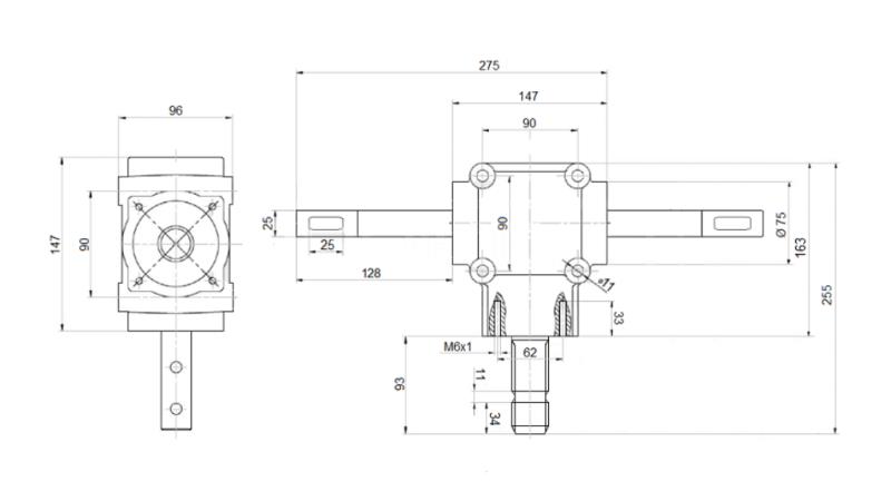 ΓΩΝΙΑΚΟΣ ΜΕΤΑΤΡΟΠΕΑΣ ΔΙΠΛΗΣ ΑΞΟΝΑΣ 1: 1.14 (27HP-20kW)
