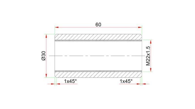 SVEJSNINGSTILSLUTNING 30x60 TIL TERMINAL M22x1.5