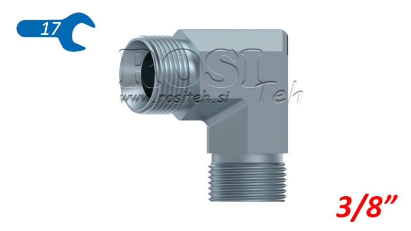HIDRAVLIČNI KOLENO 90° BSP KRATKO MOŠKI-MOŠKI 3/8