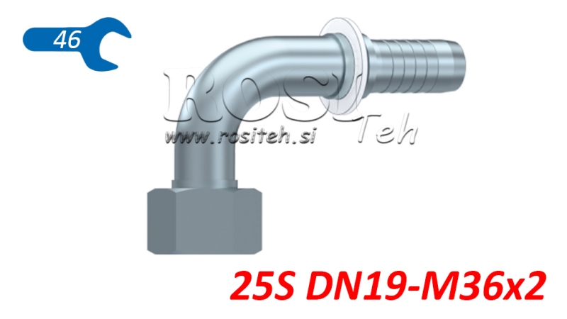 HIDRAVLIČNI PRIKLJUČEK DKOS 25 S ŽENSKI KOLENO 90 DN19-M36x2
