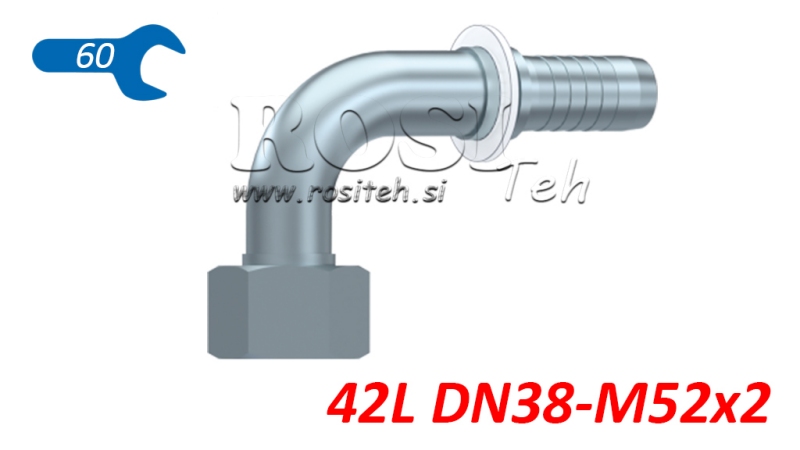 HYDRAULICKÉ PŘIPOJENÍ DKOL 42 L ŽENSKÝ ELBOW 90 DN38-M52X2