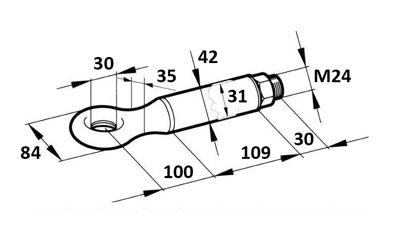 DRAGKROK ROTERBAR FI30 2500/400KG