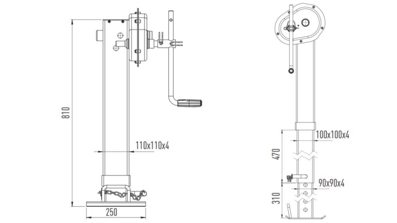 GEWINDEUNTERSTÜTZUNG BEIN 400mm - 10.000kg