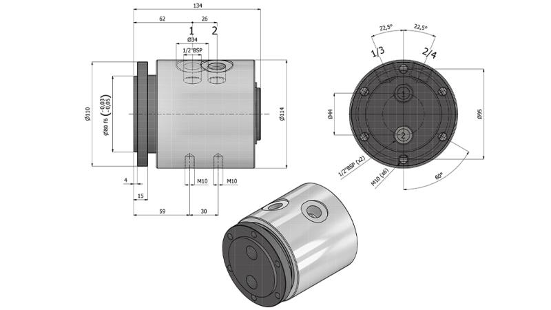 ΥΔΡΑΥΛΙΚΟΣ ΣΤΡΟΦΙΛΟΣ ΣΥΝΔΕΤΗΡΑΣ 2WAY IH2050-GS6LS 1/2 45LIT/MIN 250RPM 350BAR