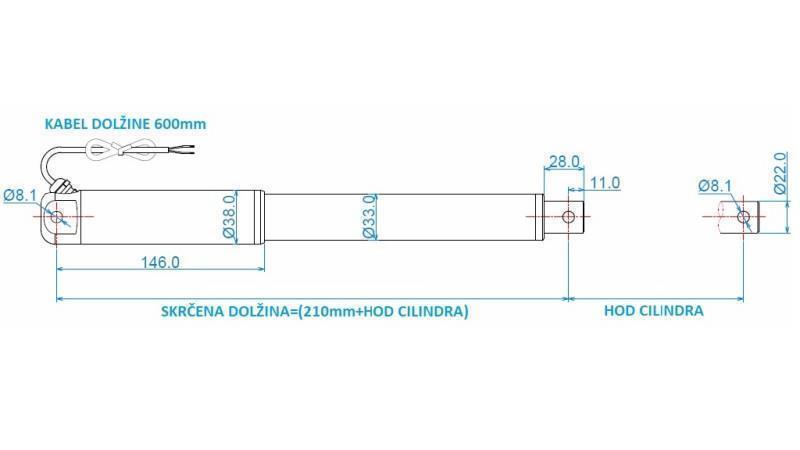 ΗΛΕΚΤΡΙΚΟΣ ΚΥΛΙΝΔΡΟΣ 12V 100kg-9mm/sec ΔΙΑΚΟΠΗ 300mm - διαστάσεις