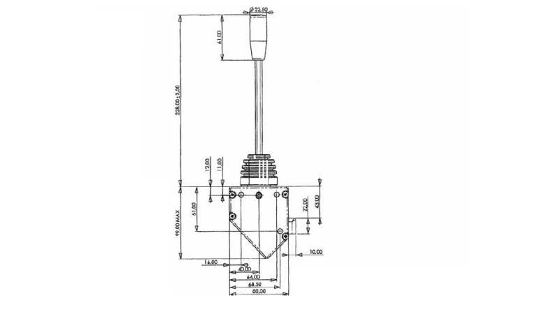 JOYSTICK 1 ΘΕΣΗ ΓΙΑ ΠΛΕΞΙΜΟ MORSE-διαστάσεις