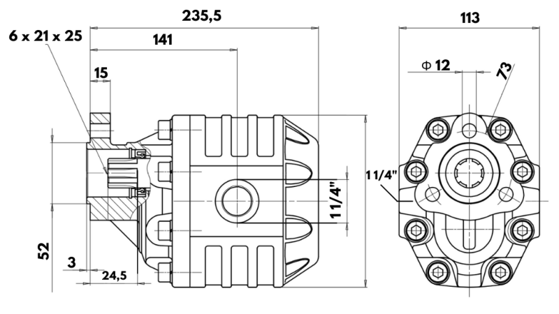 ΥΔΡΑΥΛΙΚΗ ΑΝΤΛΙΑ ΧΥΤΟΥ ΣΙΔΗΡΟΥ UNI40-151CC-190 BAR ΑΡΙΣΤΕΡΗ