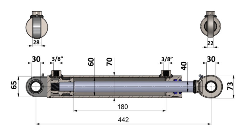 HYDRAULICKÝ VÁLEC 60/40-180 S PŘEPÍNAČÍM VENTILEM – PLUH NA ZPRACOVÁNÍ PŮDY