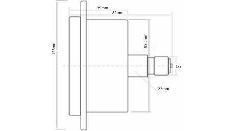 ΜΑΝΟΜΕΤΡΟ DN100 ΠΙΣΩ 0 - 1 BAR - 1/2-διαστάσεις