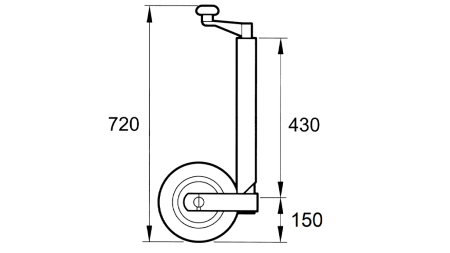 GÄNGADE STÖD BEN MED HJUL FÖR SLÄP 250MM 400KG