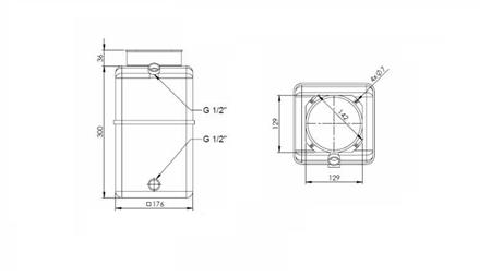 PVC RESEVOAR RULL PP 8 LITER HORIZONTAL-VERTIKAL - dimensioner