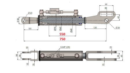 2TON. ΥΔΡΑΥΛΙΚΟΣ ΤΟΠ ΣΥΝΔΕΣΜΟΣ FORK 60/40-200 (550MM-750MM)