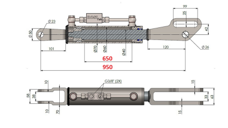 2TON. ΥΔΡΑΥΛΙΚΟΣ ΤΟΠ ΣΥΝΔΕΣΜΟΣ FORK 60/40-300 (650MM-950MM)