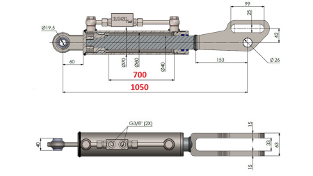 2TON. HYDRAULISK TOPPSTÄNGAR POINT 60/40-350 (700MM-1050MM)
