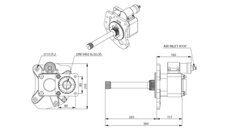 Διαστάσεις ΥΔΡΑΥΛΙΚΗΣ ΑΝΤΛΙΑΣ ΟΔΗΓΟΥ - MERCEDES G155 - 2 ACTROS