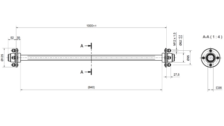 AXA PENTRU REMORCA 950KG FĂRĂ FRÂNĂ (1000 MM)