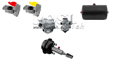 SET AV LUFT-HYDRAULISKA BROMSAR FÖR SLÄP KOMPLETT DUBBELKRETS SYSTEM 1 CYLINDER