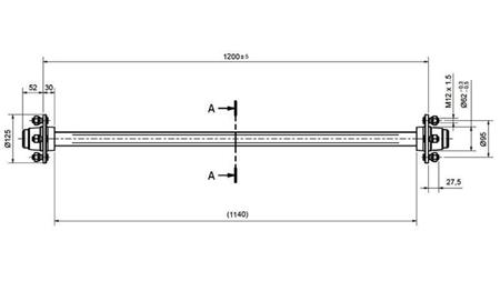 ΑΞΟΝΑΣ ΓΙΑ ΤΡΕΙΛΕΡ 950 KG ΧΩΡΙΣ ΦΡΕΝΟ (1200 MM)