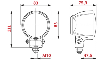 KULATÉ PRACOVNÍ SVĚTLO TRAKTORU H3 HELLA HALOGEN