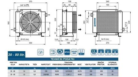 OLIEKØLER AC 230V HY01601 20-80 LIT