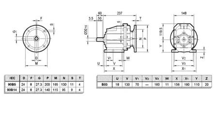 ERC03 ΜΕΙΩΤΗΣ ΓΙΑ ΗΛΕΚΤΡΙΚΟ ΚΙΝΗΤΗΡΑ MS90 (1.1-1.5kW) ΑΝΑΛΟΓΙΑ 25:1