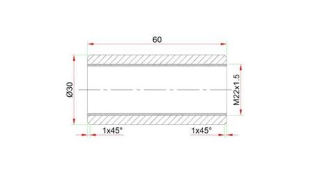 SVEJSNINGSTILSLUTNING 30x60 TIL TERMINAL M22x1.5