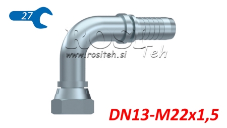 HIDRAVLIČNI PRIKLJUČEK BSP ŽENSKI KOLENO 90° DN13-M22x1,5