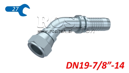 ΥΔΡΑΥΛΙΚΗ ΣΥΝΔΕΣΗ DKJ JIC74° ΘΗΛΥΚΟΣ ΕΛΒΟ 45° DN19-7/8-14