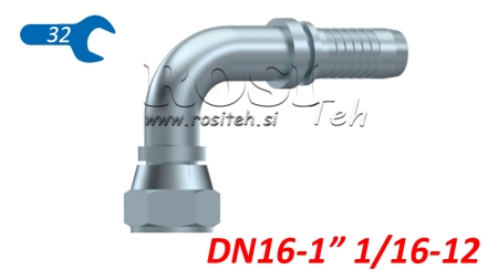 ΥΔΡΑΥΛΙΚΗ ΣΥΝΔΕΣΗ DKJ JIC74° ΘΗΛΥΚΟΣ ΕΛΒΟ 90° DN16-1 1/16-12