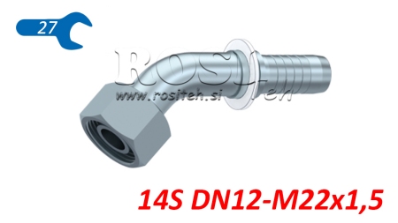 ΥΔΡΑΥΛΙΚΗ ΣΥΝΔΕΣΗ DKOS 14 S ΘΗΛΥΚΟ ΓΩΝΙΑ 45 DN12-M22X1.5