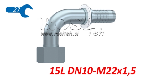 ΥΔΡΑΥΛΙΚΗ ΣΥΝΔΕΣΗ DKOL 15 L ΓΥΝΑΙΚΕΙΑ ΓΩΝΙΑ 90 DN10-M22X1.5