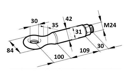 DRAGKROK ROTERBAR FI30 2500/400KG
