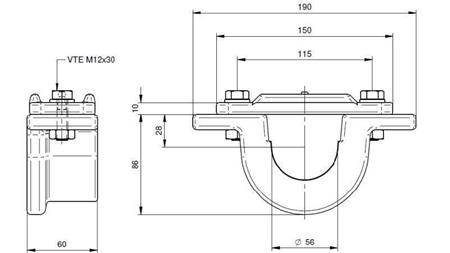 HÅLLARE FÖR TELESCOPISK CYLINDER FI55-A