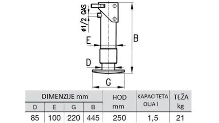 ΥΔΡΑΥΛΙΚΟ ΠΟΔΙ ΜΟΝΟΔΡΟΜΟ 6 ΤΟΝΩΝ 250mm