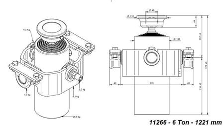 TELESKOPSKI CILINDER COMPACT 6 STOPENJ 1221mm x125 -KROGLA