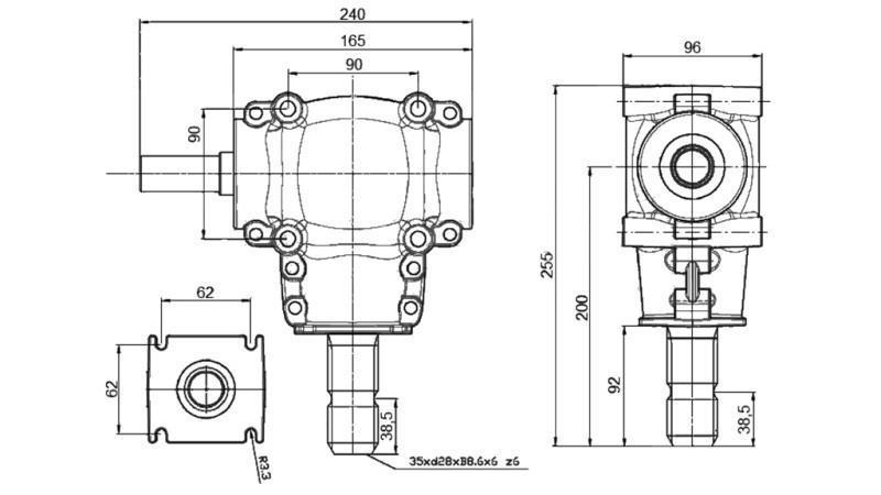 ΓΩΝΙΑΚΟΣ ΜΕΙΩΤΗΣ L-150J 1:1 (11HP-8kW)