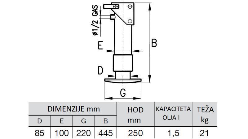 ΥΔΡΑΥΛΙΚΟ ΠΟΔΙ ΜΟΝΟΔΡΟΜΟ 6 ΤΟΝΩΝ 250mm